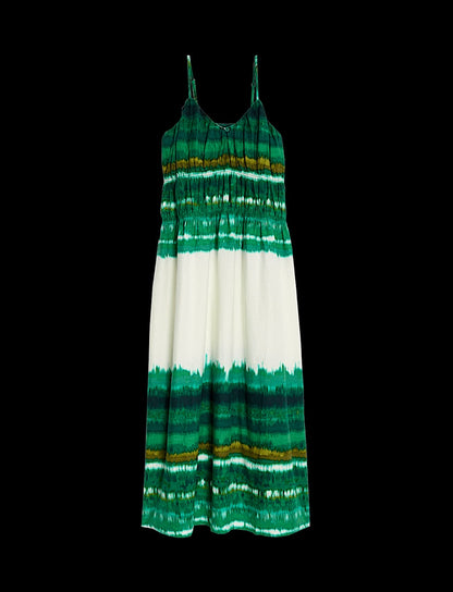 Linen Rich Strappy V-Neck Swing Dress