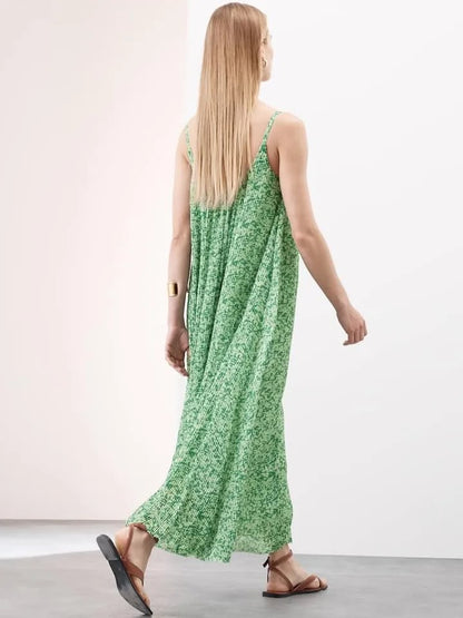 Autograph Plisse Printed V-Neck Midaxi Cami Dress