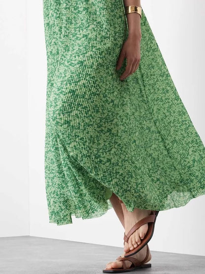 Autograph Plisse Printed V-Neck Midaxi Cami Dress