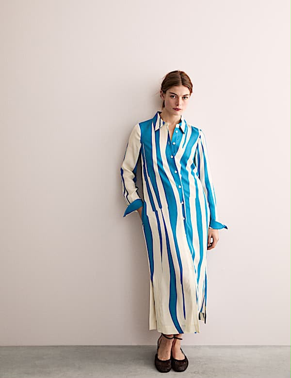 Striped Midi Shirt Dress
