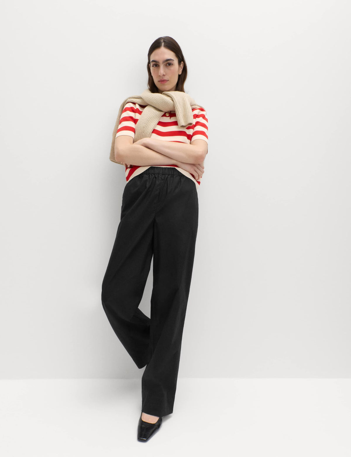 Pure Cotton Poplin On Straight Leg Trouser