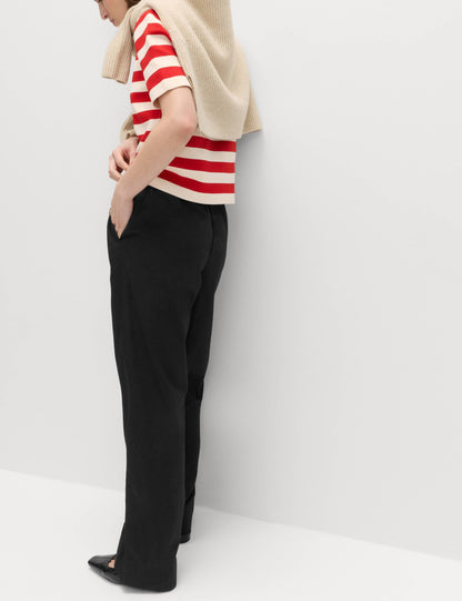 Pure Cotton Poplin On Straight Leg Trouser