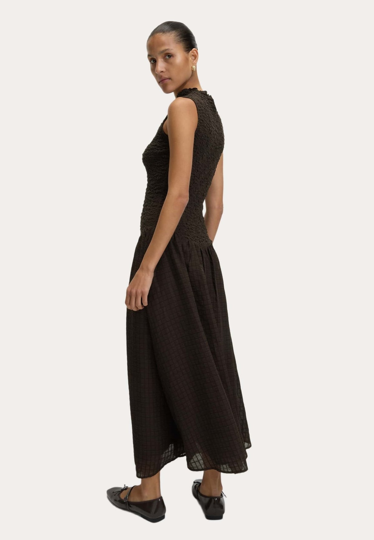 Drop Waist Check Maxi Dress