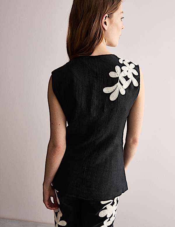 Linen Vex Floral Embroider