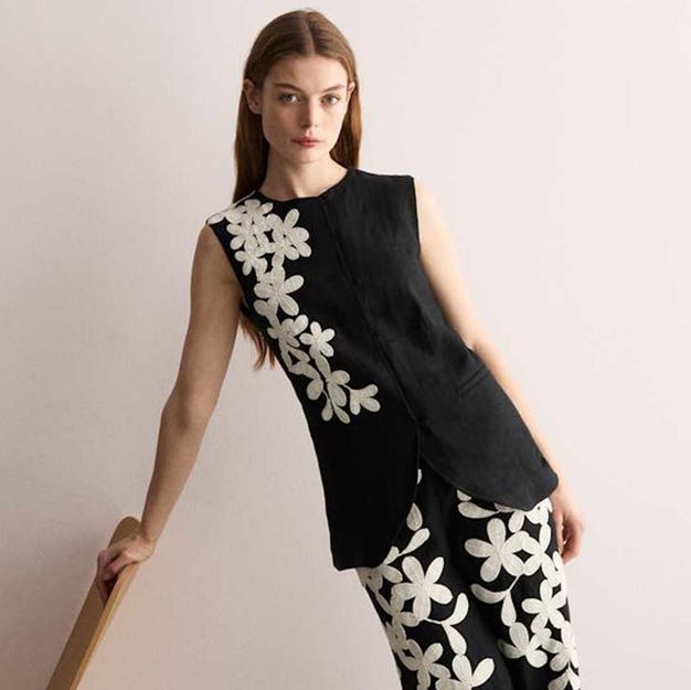 Linen Vex Floral Embroider