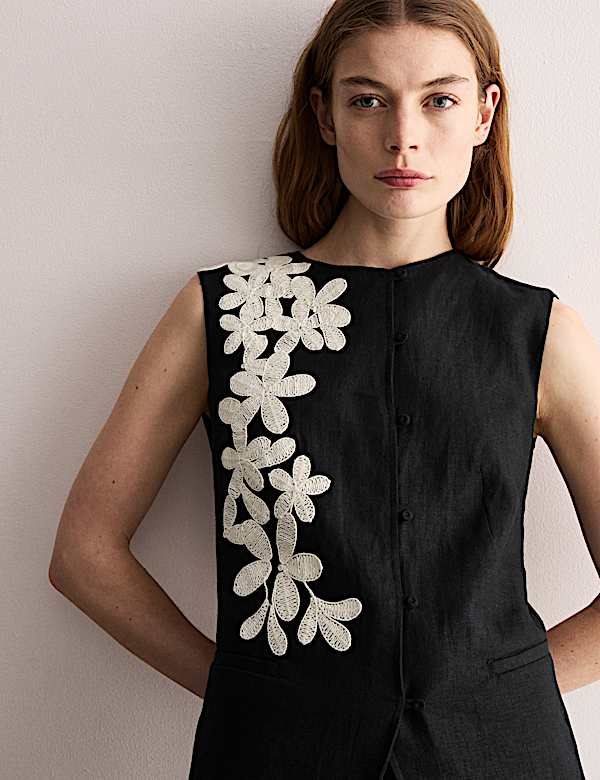 Linen Vex Floral Embroider