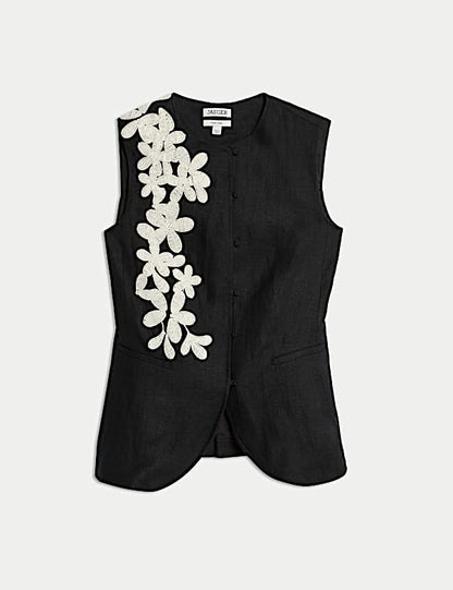 Linen Vex Floral Embroider