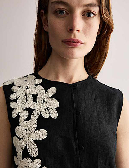 Linen Vex Floral Embroider