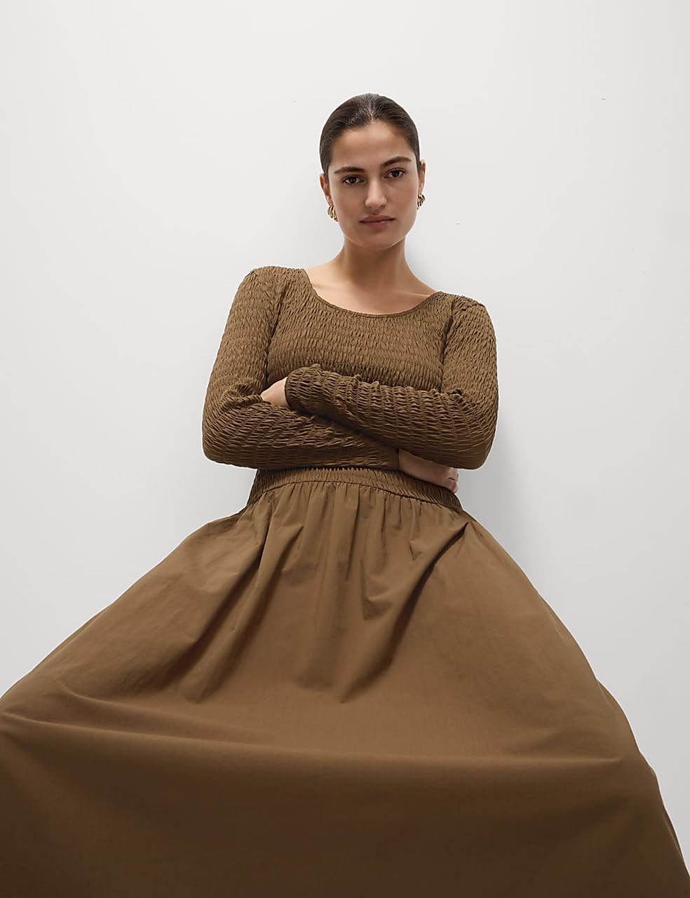 Pure Cotton Midi Drop Waist Dress