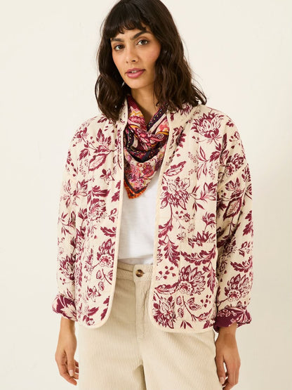 Burgundy Red Brush Floral Reversible Quilted