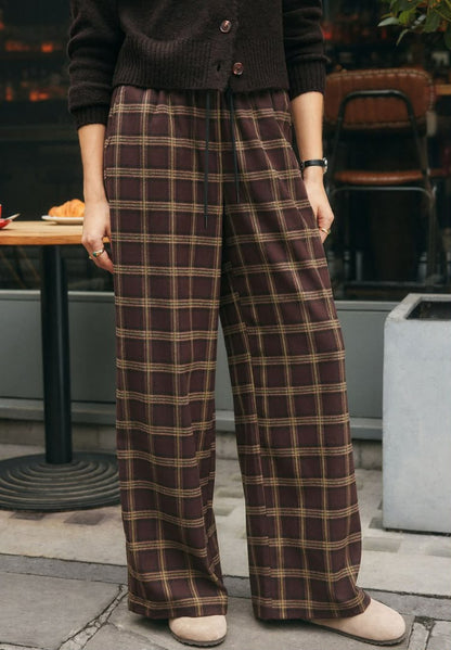 Pull On Wide Leg Check Trouser