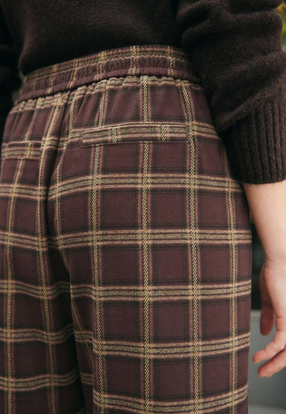 Pull On Wide Leg Check Trouser