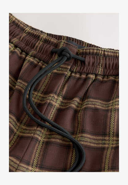 Pull On Wide Leg Check Trouser