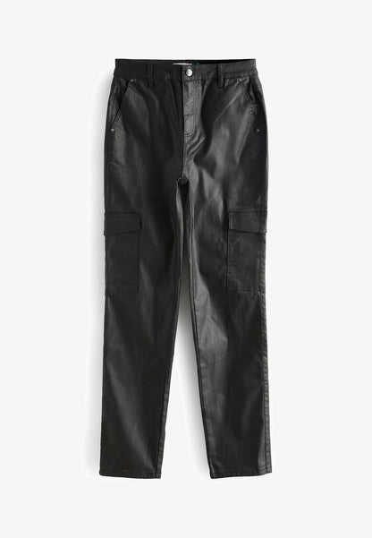 Coated Cargo Black Trouser