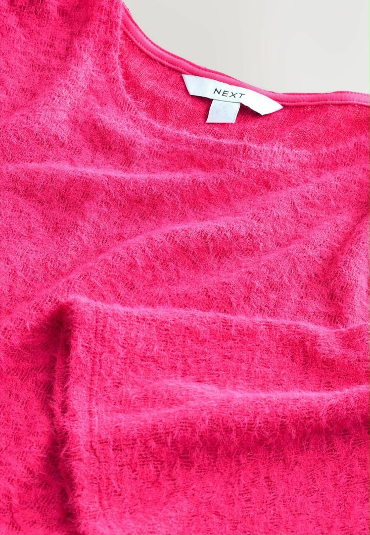 Rose Pink Fluffy Long Sleeve Crew Neck Jumper