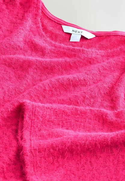 Rose Pink Fluffy Long Sleeve Crew Neck Jumper