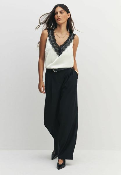 Contrast Beaded Lace Cami Top