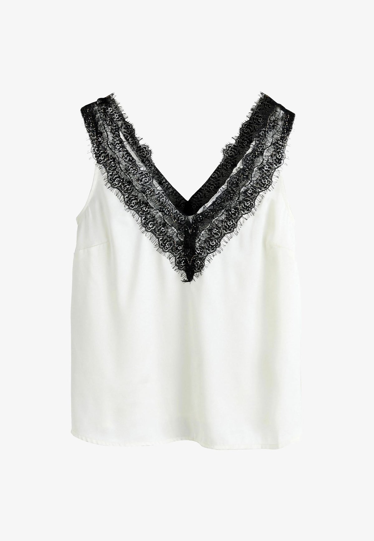 Contrast Beaded Lace Cami Top
