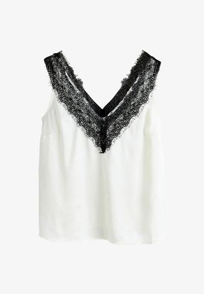 Contrast Beaded Lace Cami Top