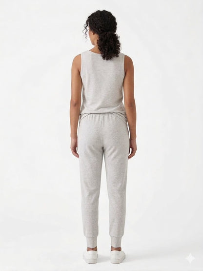 Light Heather Grey Tank Top And Matching Cuffed Joggers