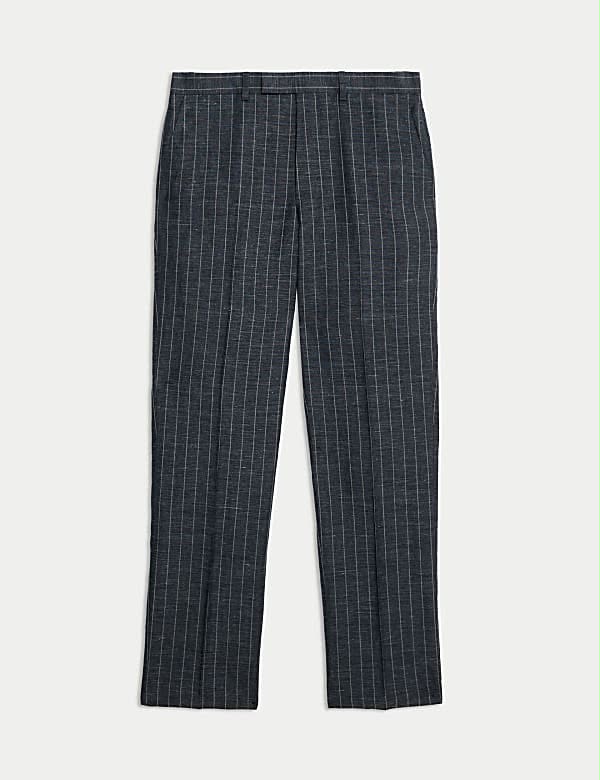 Regular Fit Wool Linen Blend Pinstripe Sult Trouser