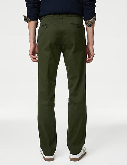 M&S Regular Fit Twill Chinos- Green