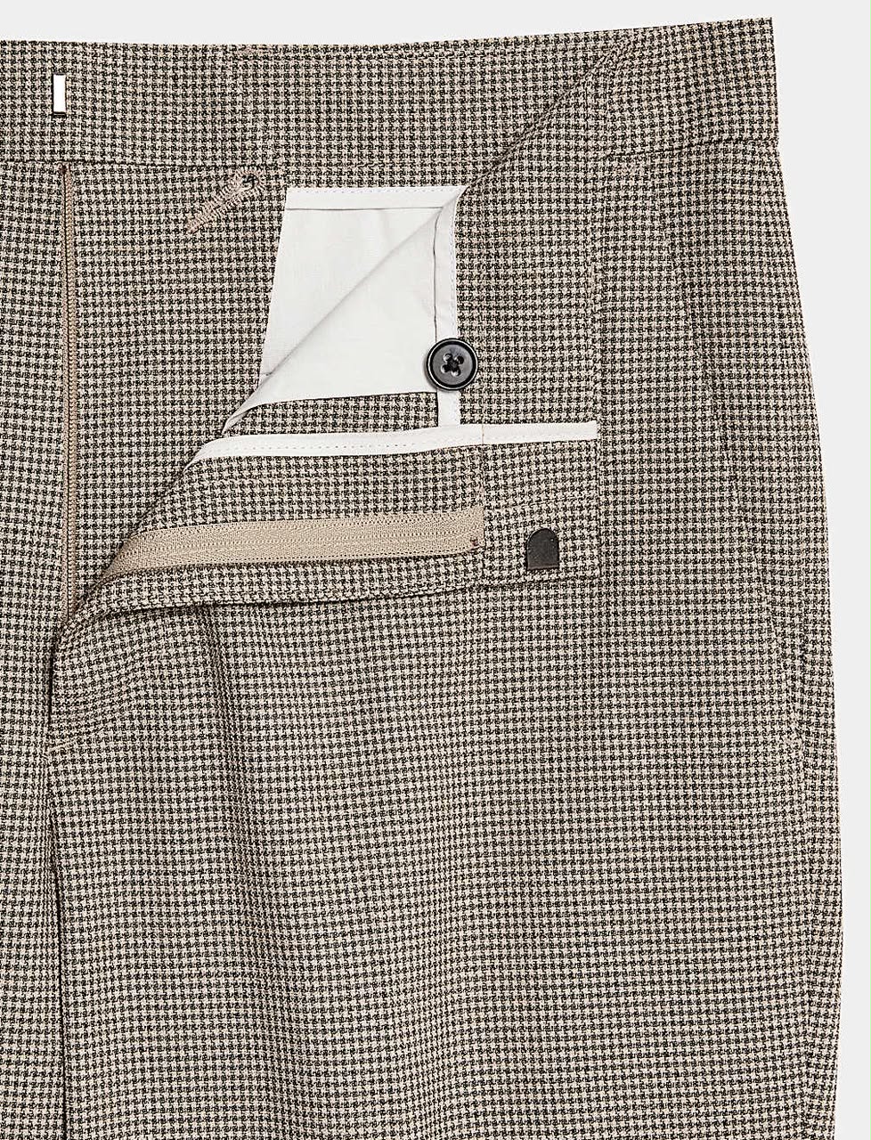 M&S Tailored Fit Puppytooth Flat Front Trousers