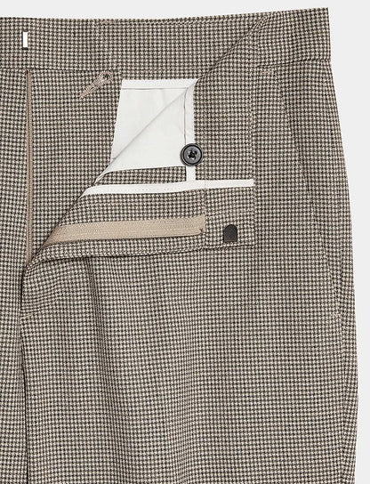 M&S Tailored Fit Puppytooth Flat Front Trousers