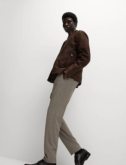 M&S Tailored Fit Puppytooth Flat Front Trousers