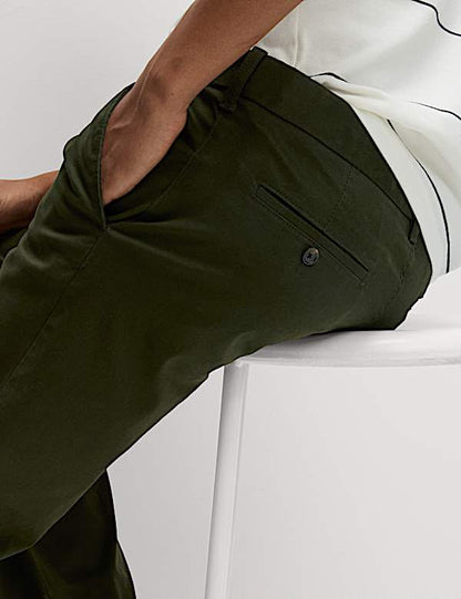 M&S Regular Fit Twill Chinos- Green
