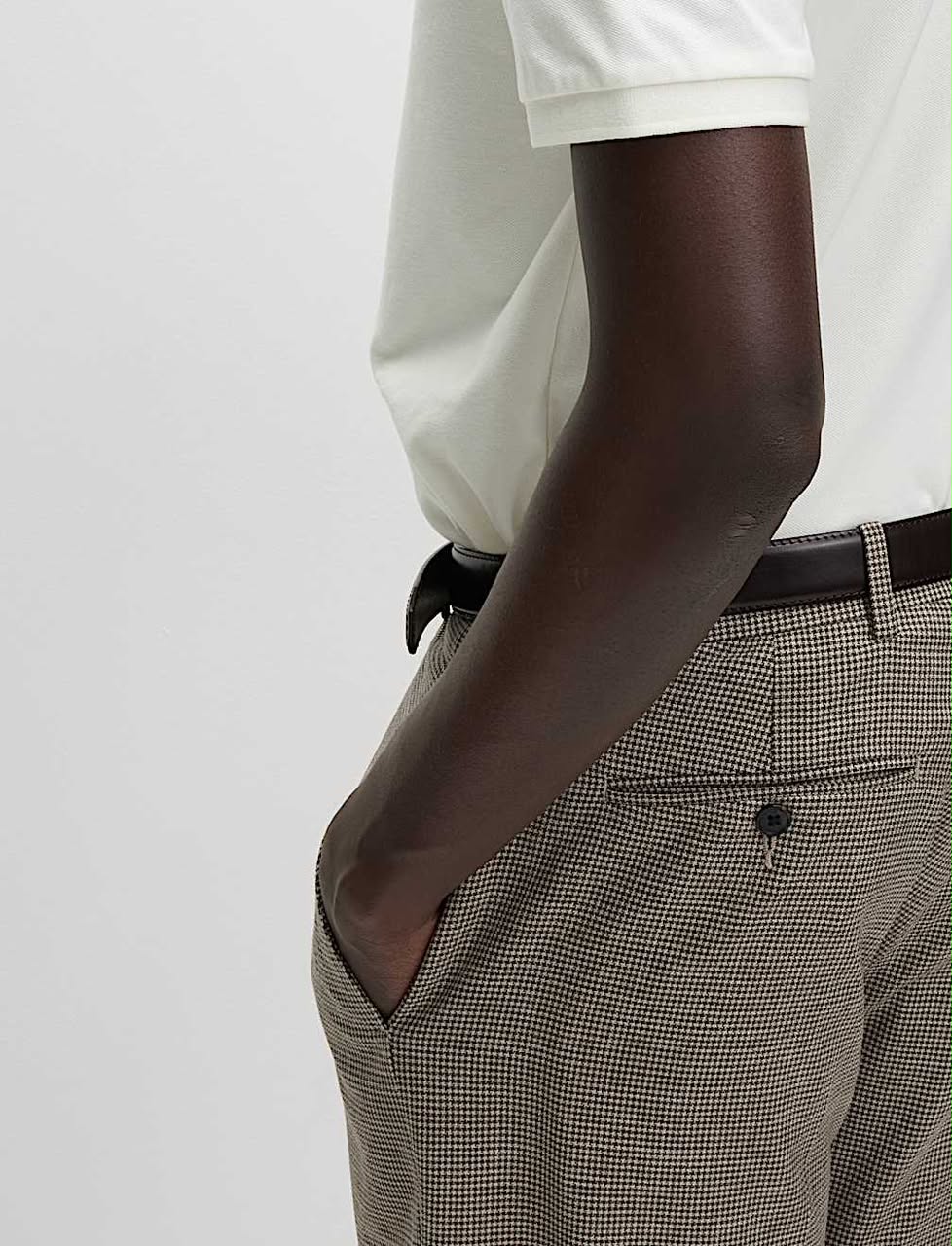 M&S Tailored Fit Puppytooth Flat Front Trousers