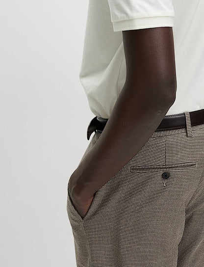 M&S Tailored Fit Puppytooth Flat Front Trousers