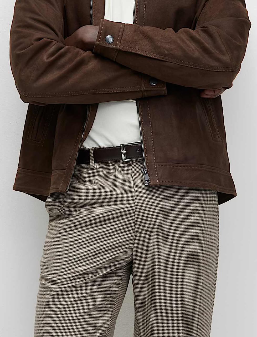 M&S Tailored Fit Puppytooth Flat Front Trousers
