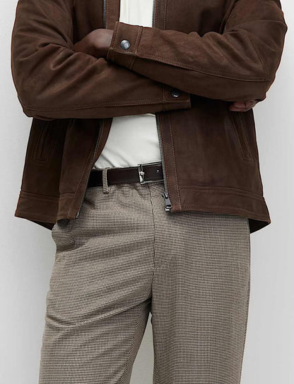 M&S Tailored Fit Puppytooth Flat Front Trousers