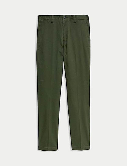 M&S Regular Fit Twill Chinos- Green
