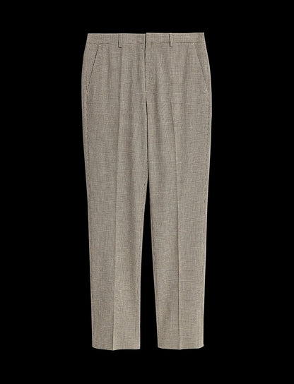 M&S Tailored Fit Puppytooth Flat Front Trousers