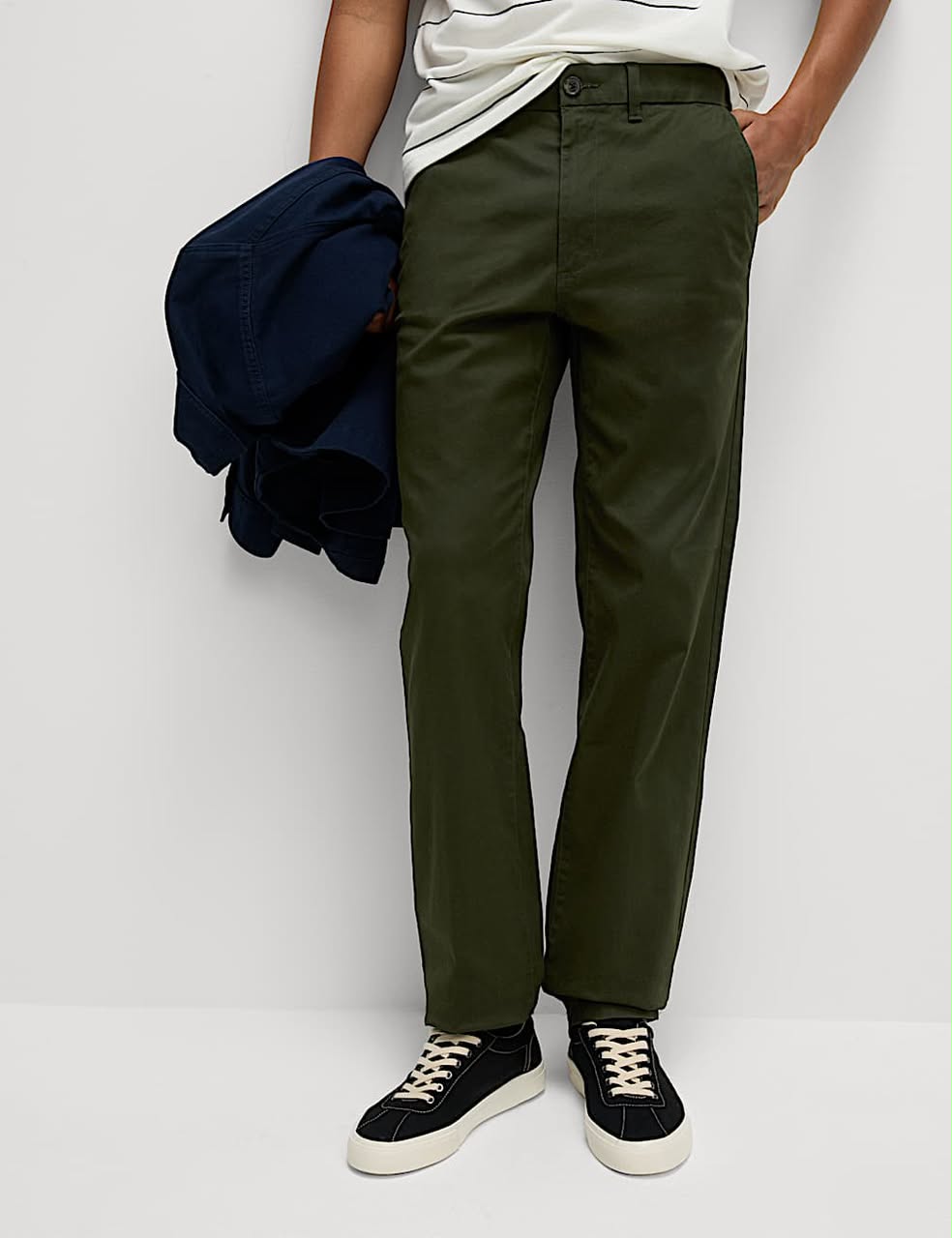 M&S Regular Fit Twill Chinos- Green