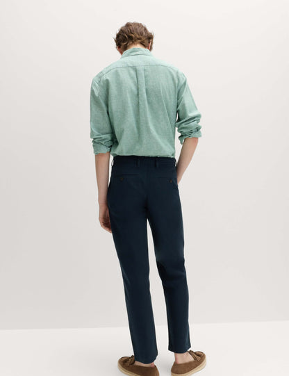 M&S Regular Fit Linen Blend Chinos- Navy