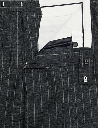 Regular Fit Wool Linen Blend Pinstripe Sult Trouser