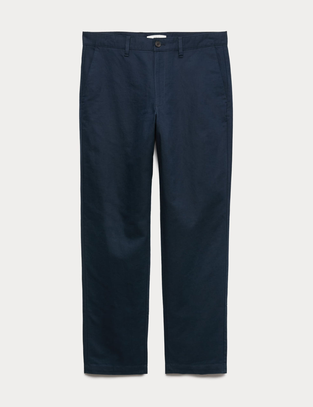 M&S Regular Fit Linen Blend Chinos- Navy