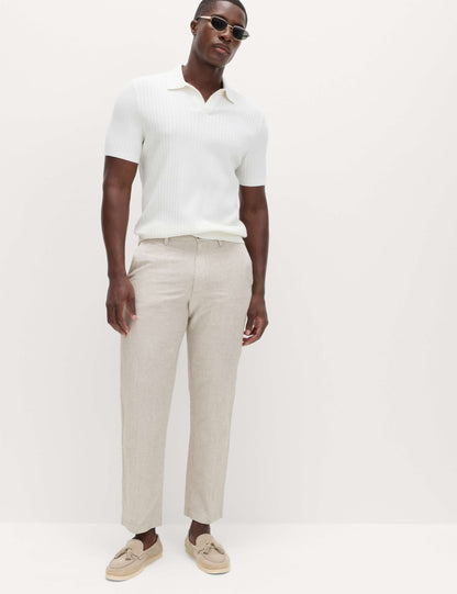 Regular Fit Linen Blend Chinos -Mocha