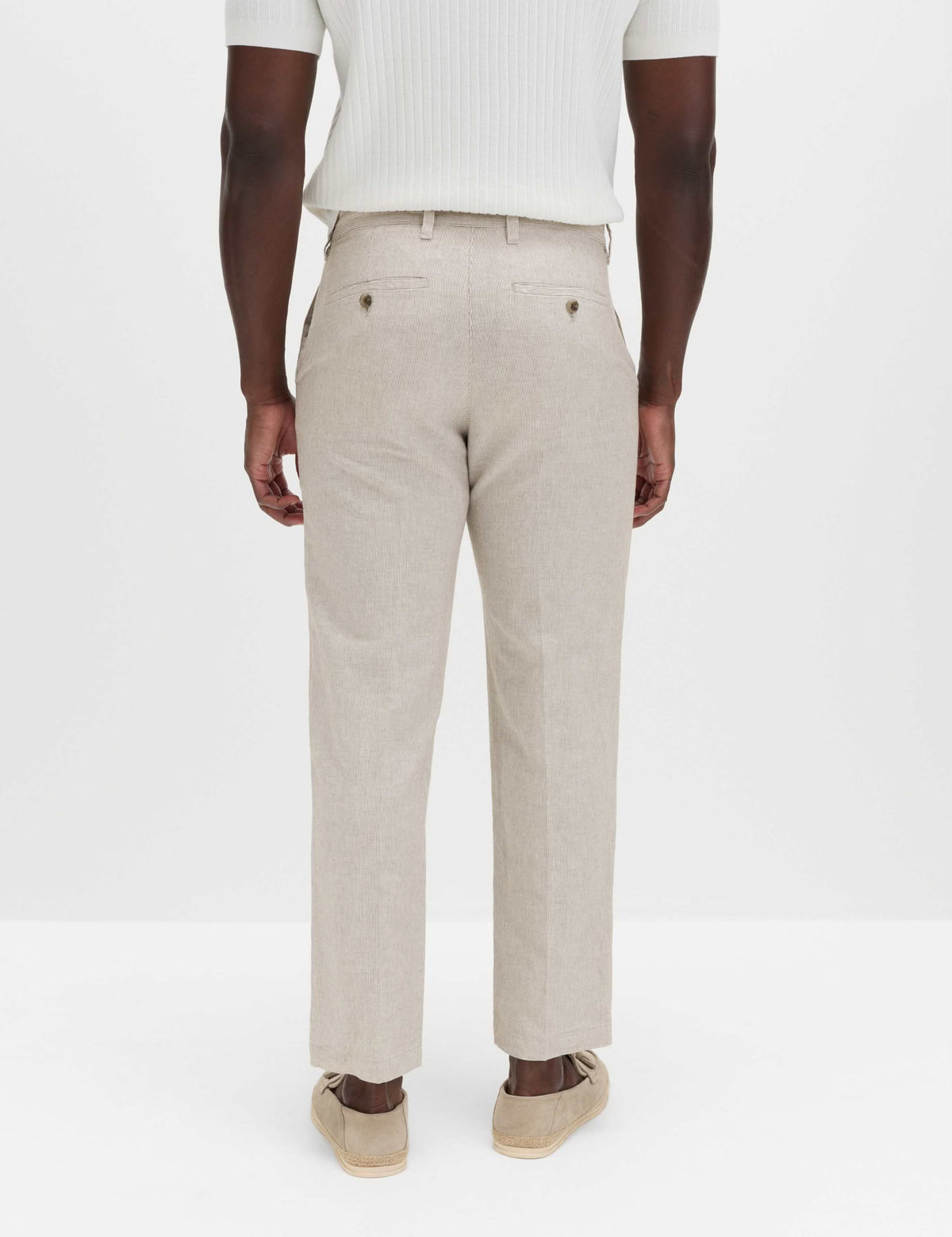 Regular Fit Linen Blend Chinos -Mocha