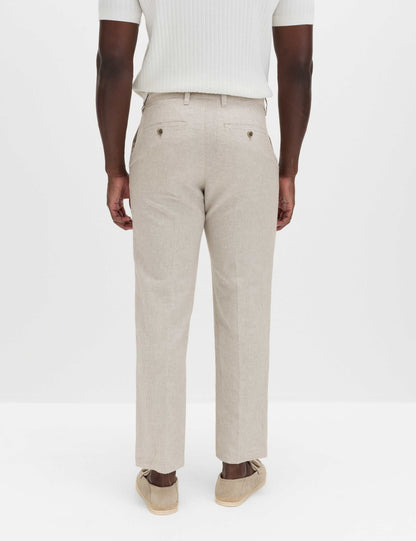 Regular Fit Linen Blend Chinos -Mocha