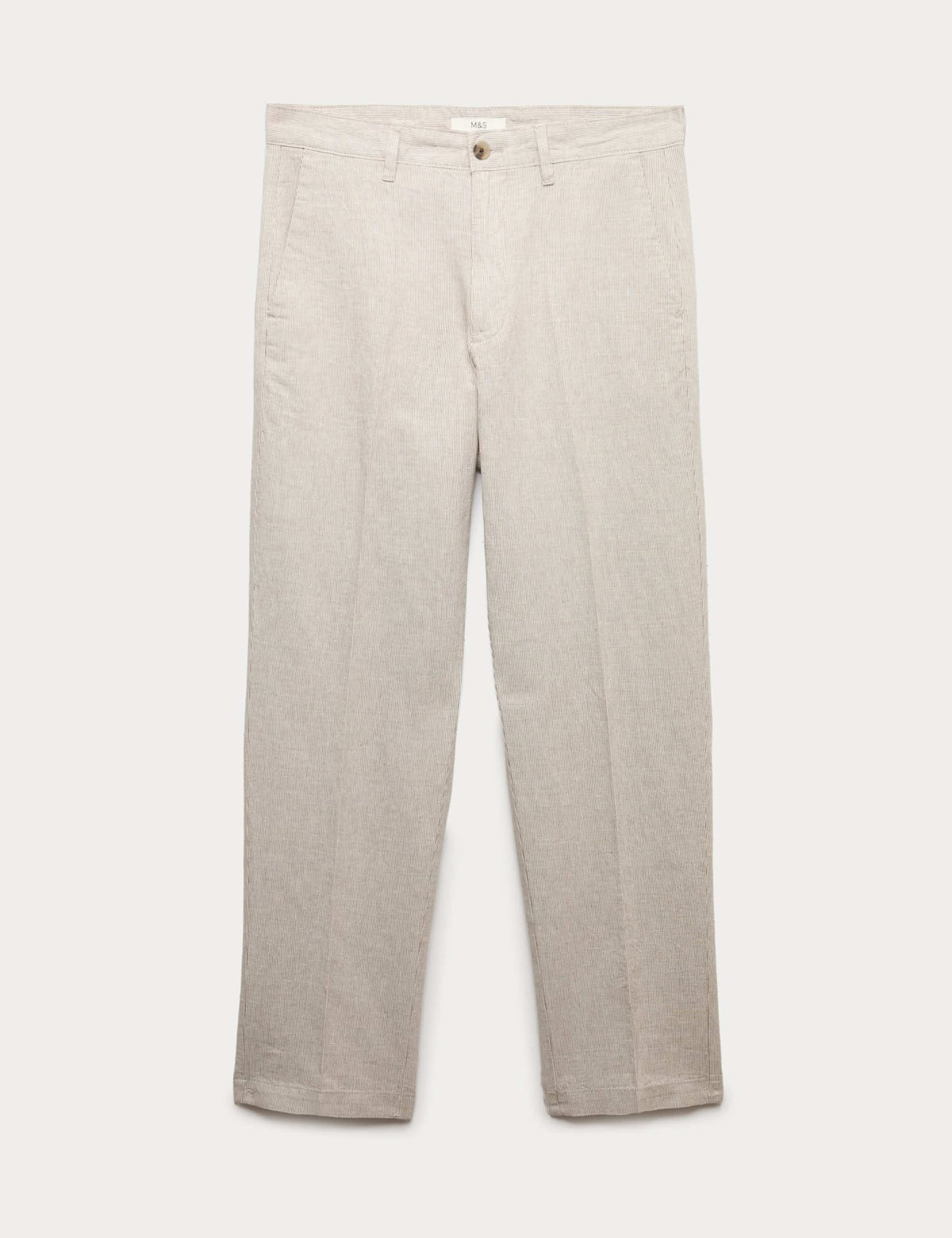 Regular Fit Linen Blend Chinos -Mocha