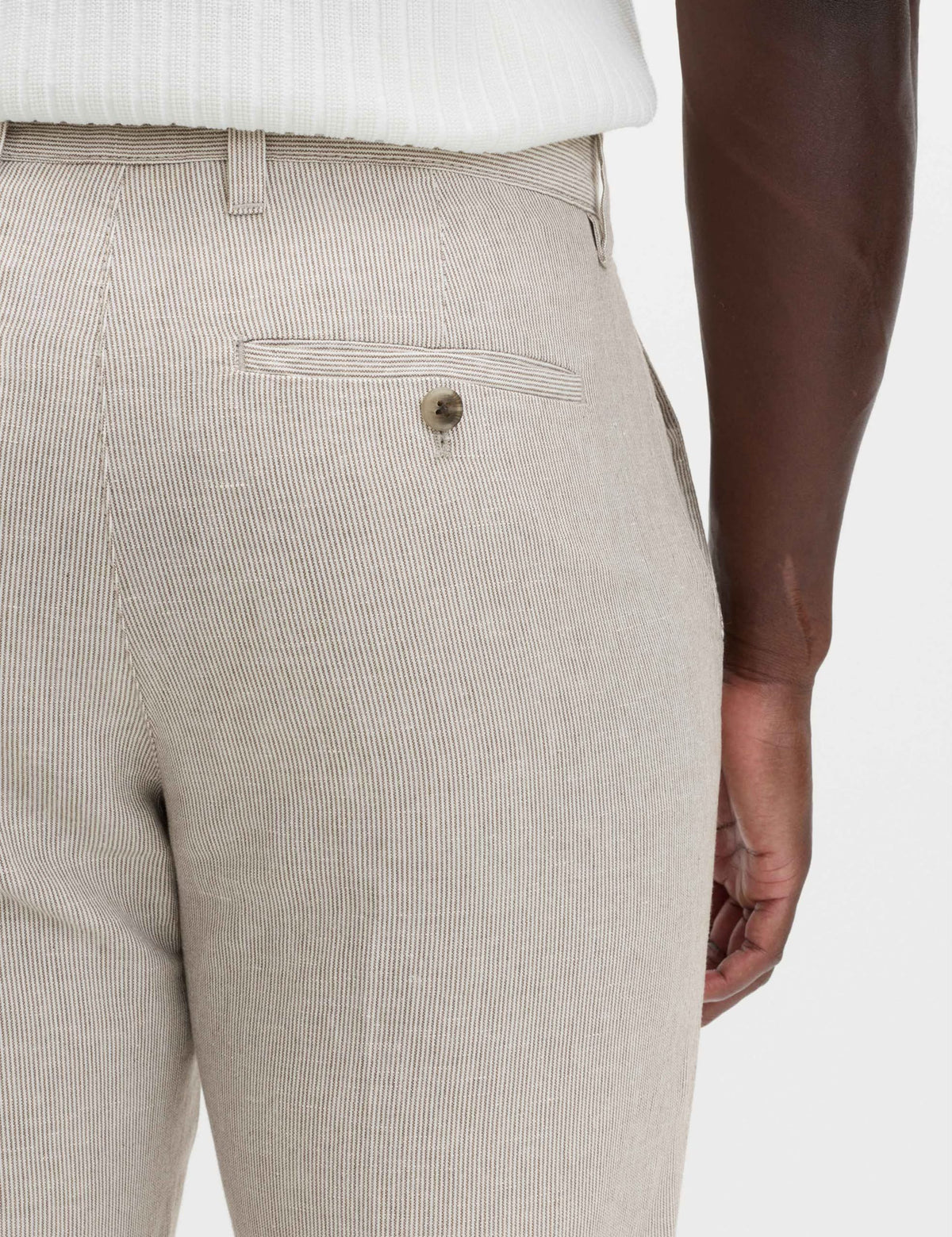 Regular Fit Linen Blend Chinos -Mocha
