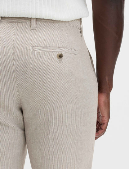 Regular Fit Linen Blend Chinos -Mocha