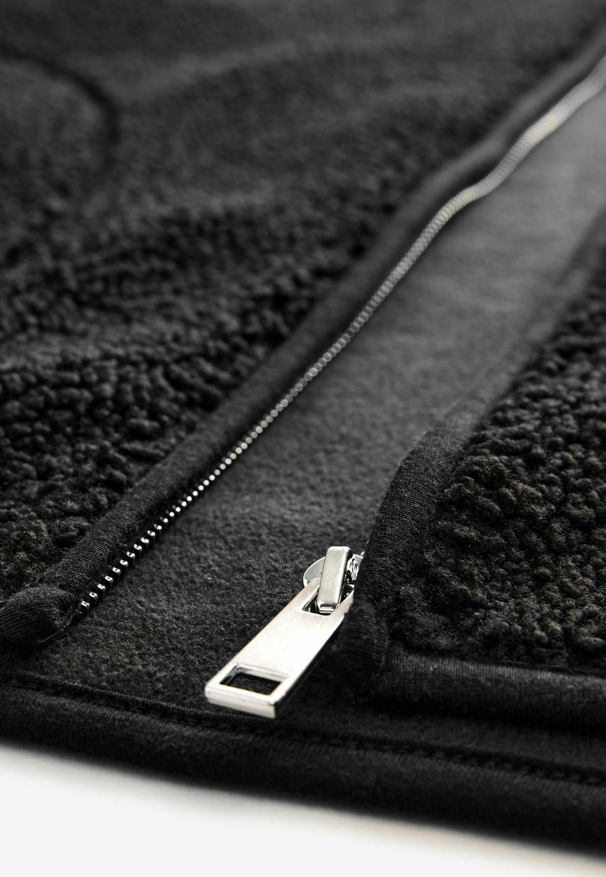 Black Funnel Neck Borg Fleece Lined Jacket