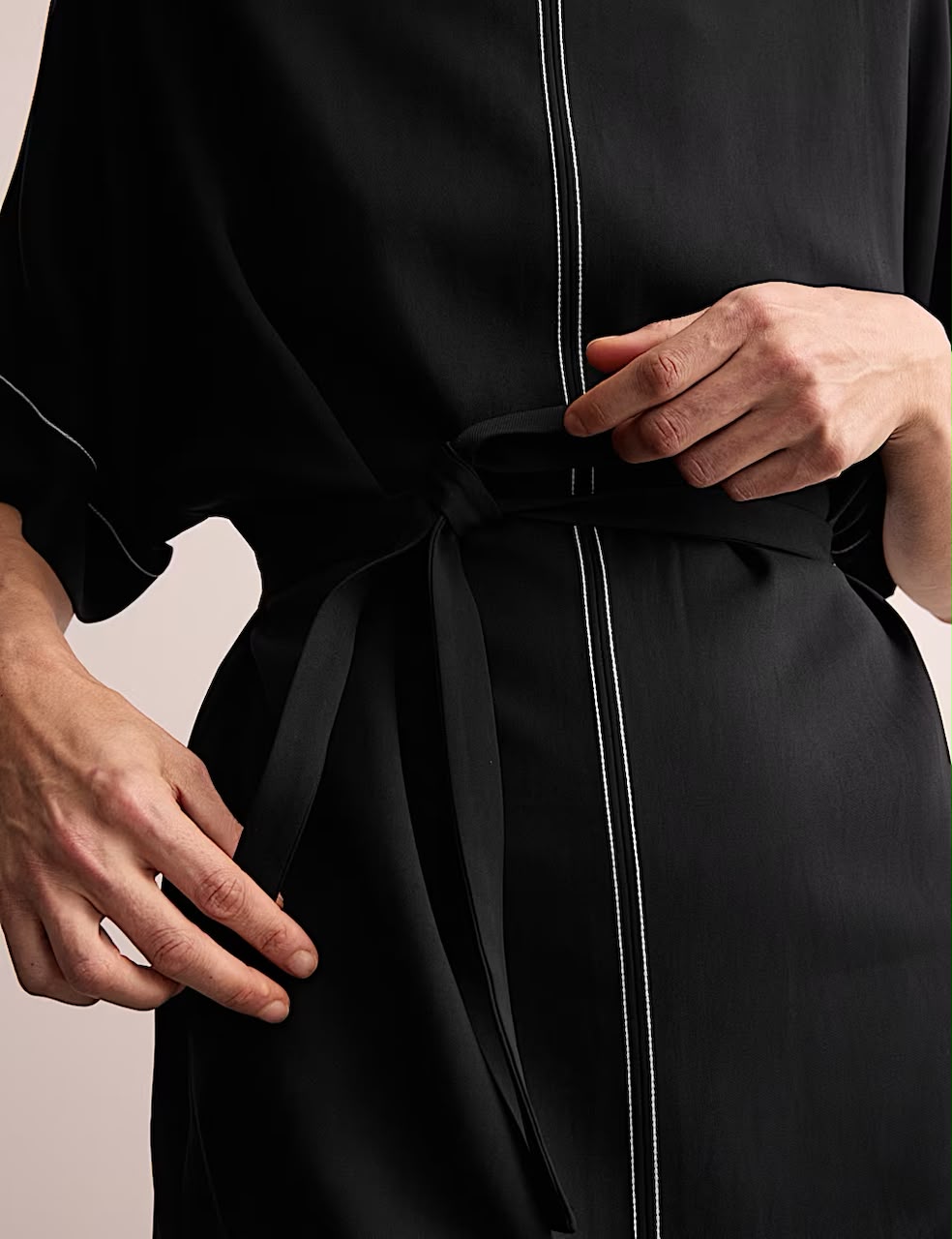 Crepe Tie Waist Mini Shift Dress