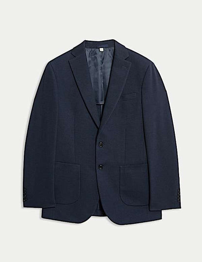 Tailored Fit Jersey Textured Blazer Navy