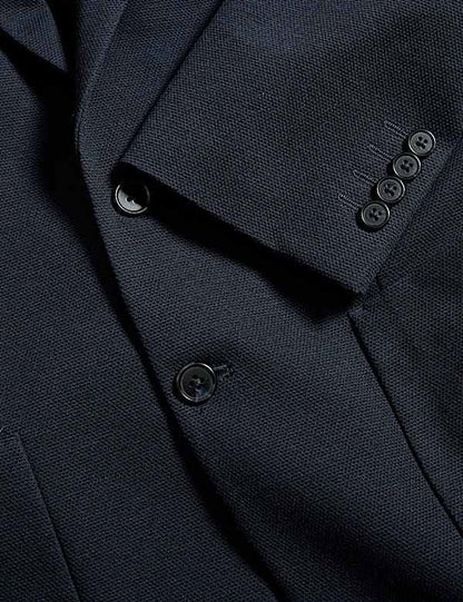 Tailored Fit Jersey Textured Blazer Navy